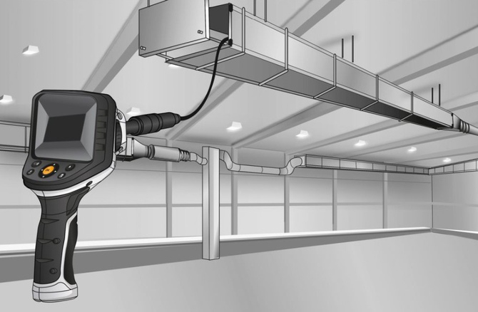 Inspekční kamera - inspekce těžko přístupných míst: ventilace nebo potrubí